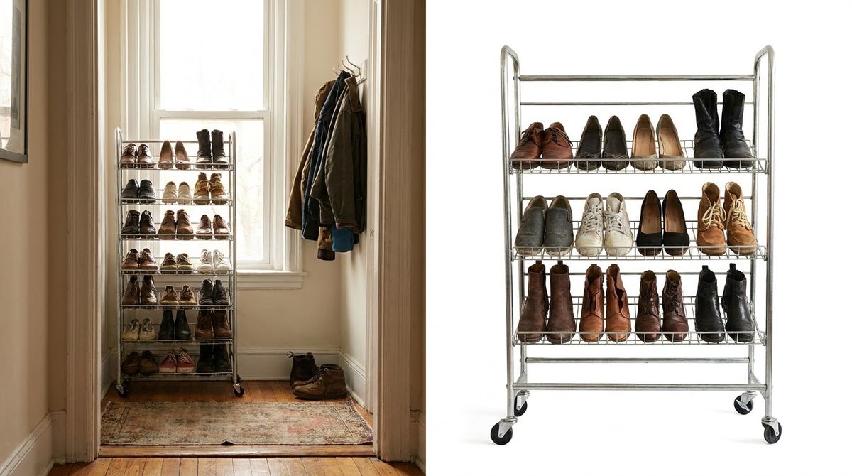 Roll a Double-Sided Shoe Rack: small entryway ideas idea