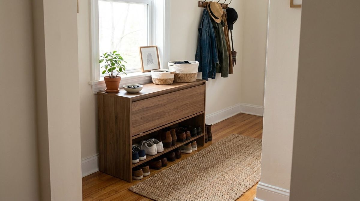 Shoe Storage Under 13 Inches Deep: small entryway ideas