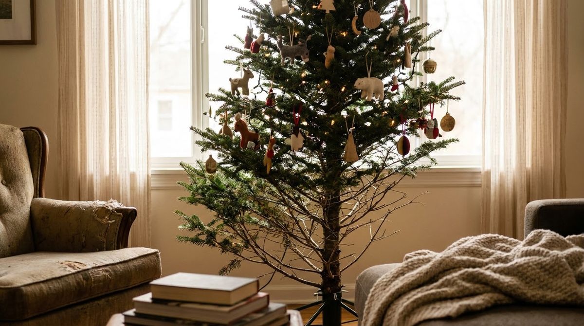 Half-Decorated Tree: modern christmas decor idea