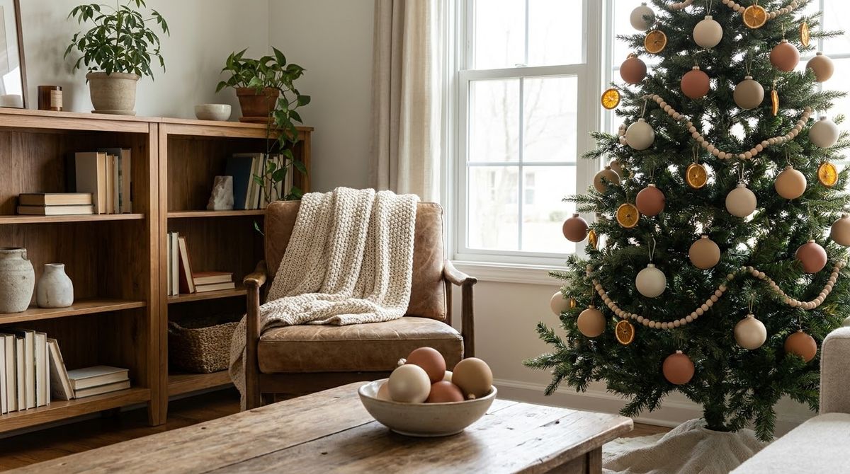 Matte Cream and Terracotta Baubles: boho christmas decor idea Matte Cream and Terracotta Baubles: boho christmas decor idea