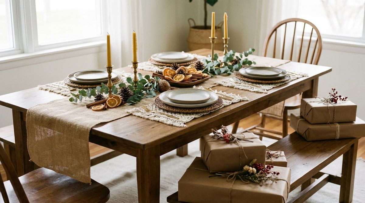 Boho Tablescape and Gift Wrap Ideas: boho christmas decor Boho Tablescape and Gift Wrap Ideas: boho christmas decor