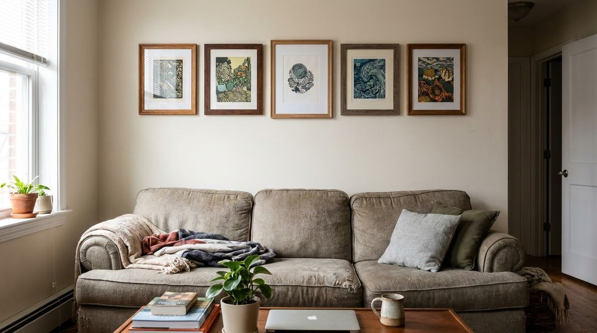 A Single Row of Five: living room wall decor ideas idea