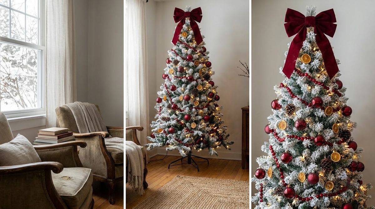 Flocked Christmas Tree Decorating Ideas Flocked Christmas Tree Decorating Ideas