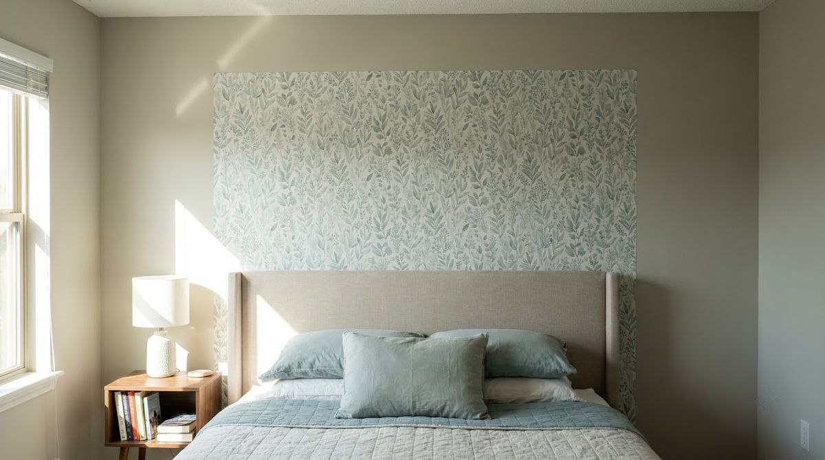 A Wallpaper Panel Behind the Headboard: bedroom wall decor ideas idea A Wallpaper Panel Behind the Headboard: bedroom wall decor ideas idea