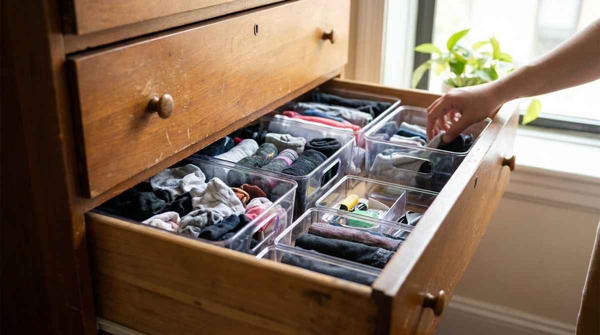 Divide Drawers With Clear Organizers: dorm room ideas idea Divide Drawers With Clear Organizers: dorm room ideas idea