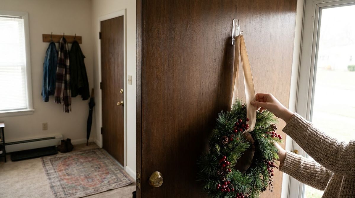 Hanging a Wreath With No Damage: christmas front door ideas
