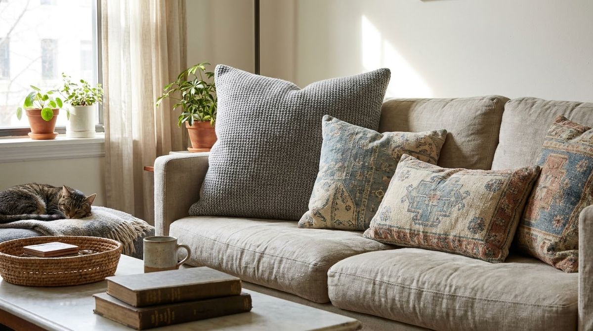 One Oversized Heather Pillow: aesthetic dorm room ideas idea One Oversized Heather Pillow: aesthetic dorm room ideas idea
