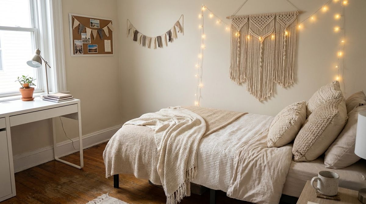 Cozy Neutral Dorm Ideas: aesthetic dorm room ideas Cozy Neutral Dorm Ideas: aesthetic dorm room ideas