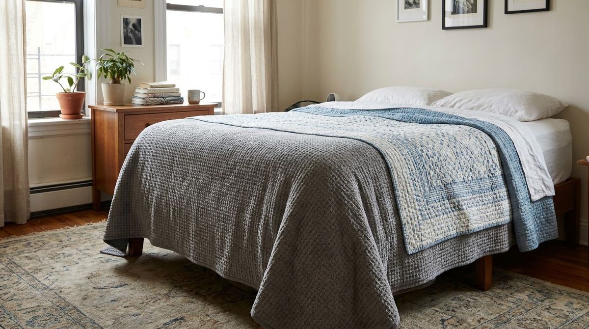 A Weighted Blanket as the Bottom Layer: cozy bedroom ideas idea