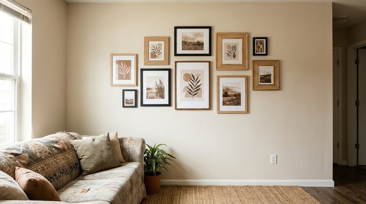 Mixed Frames in Natural Finishes: boho living room ideas idea