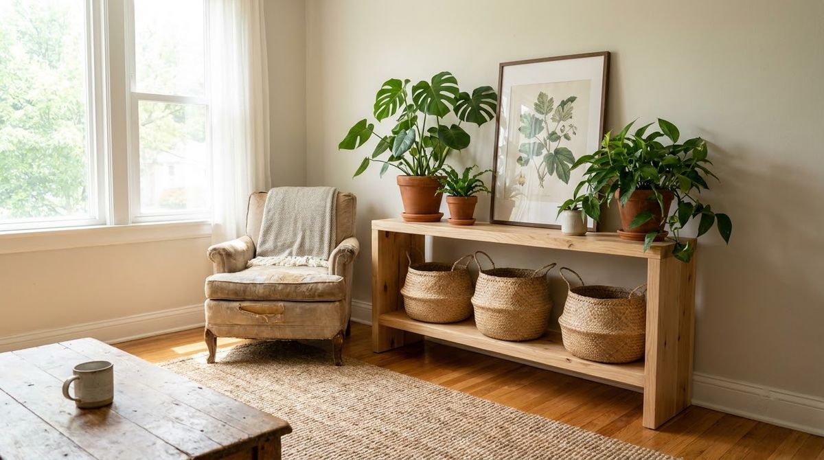Plants and Natural Elements: boho living room ideas