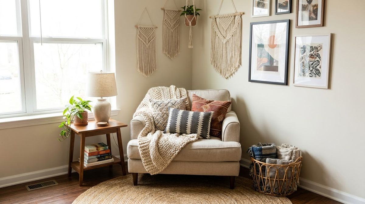 Corners and Finishing Layers: boho living room ideas