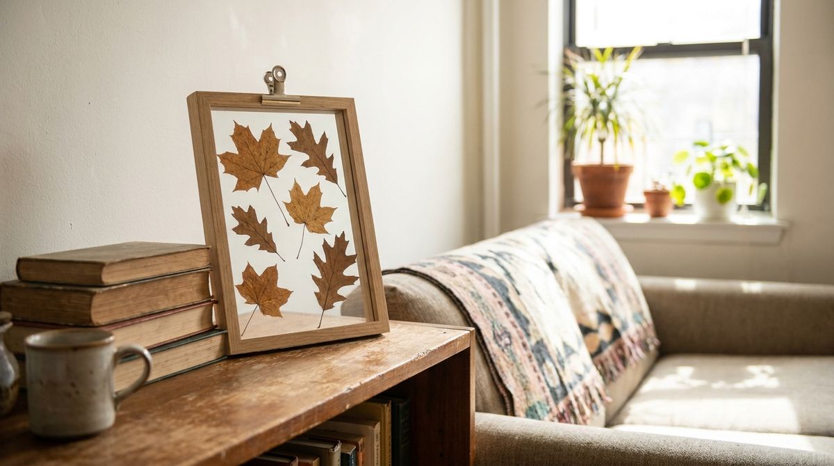 Pressed Leaves in a Clip Frame: fall decor ideas idea