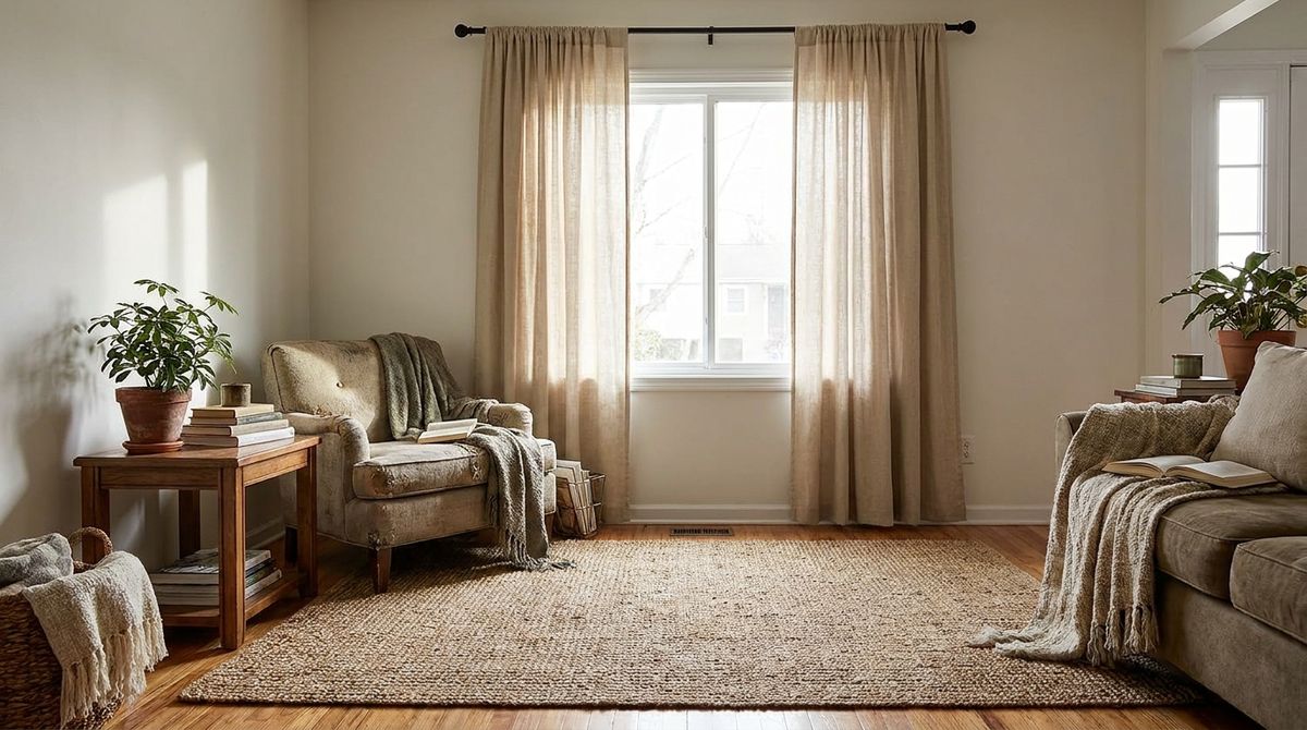 The Rug and Curtains Combination: modern farmhouse living room ideas idea The Rug and Curtains Combination: modern farmhouse living room ideas idea