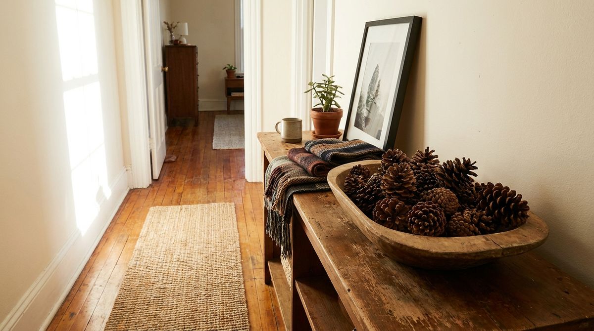 Pinecone Bowl in the Hallway: fall decor ideas idea