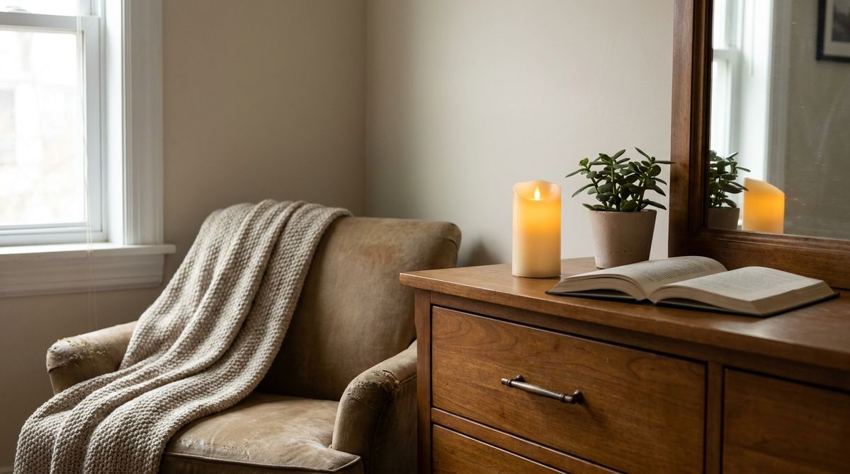 Flameless Candle on the Dresser: fall decor ideas idea