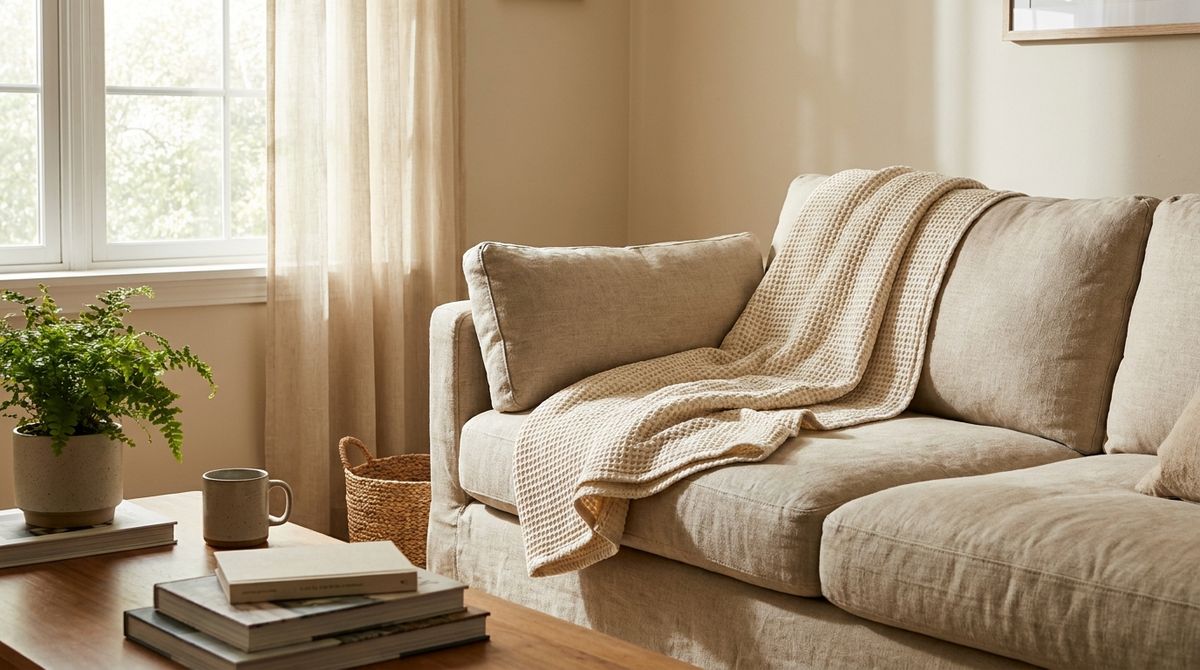 Waffle-Weave Throw: modern farmhouse living room ideas idea Waffle-Weave Throw: modern farmhouse living room ideas idea