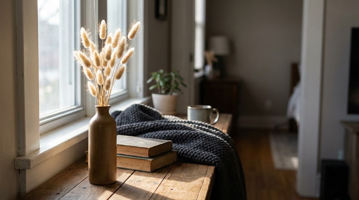 Dried Bunny Tails in a Bud Vase: fall decor ideas idea