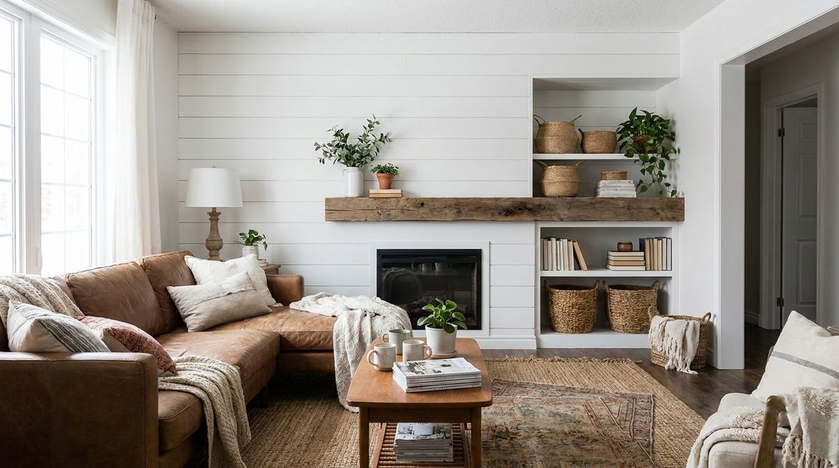 Shiplap and Architectural Accents: modern farmhouse living room ideas Shiplap and Architectural Accents: modern farmhouse living room ideas