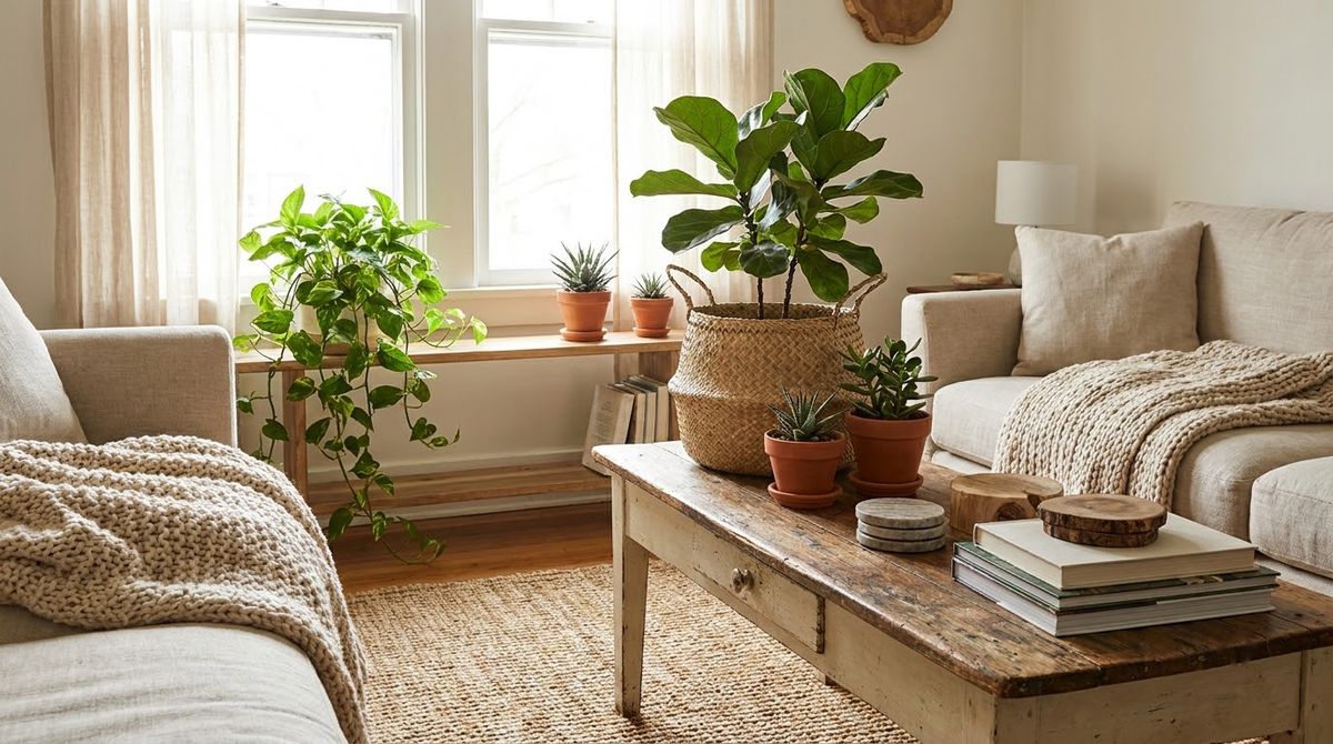 Plants and Natural Elements: modern farmhouse living room ideas Plants and Natural Elements: modern farmhouse living room ideas