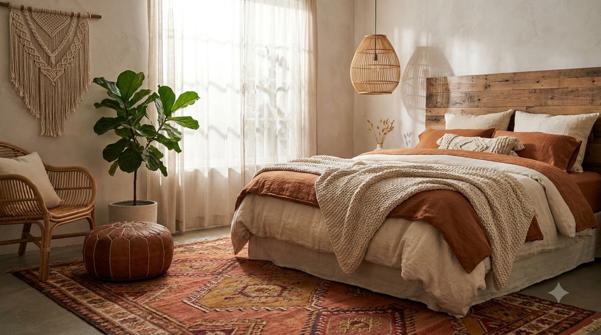 Flat-lay of gray paint swatch beside blush, mustard, and wood samples — search:"gray color palette swatches warm accents"