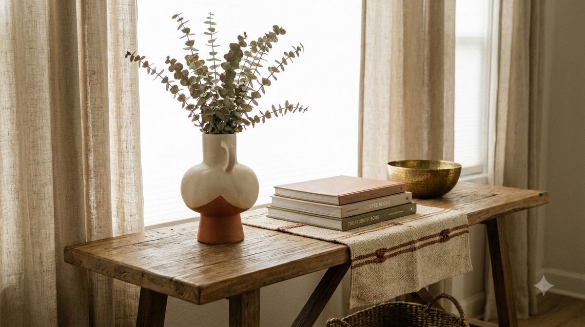 8x10 rug under a three-seat sofa and coffee table in a bright living room, front legs on the rug — search:"living room area rug sofa"