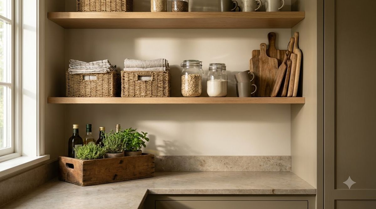 Magnetic knife strip and magnetic spice tins on a kitchen wall and fridge side