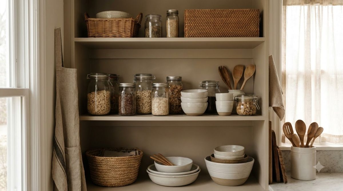 Kitchen drawer with bamboo dividers separating utensils into neat rows