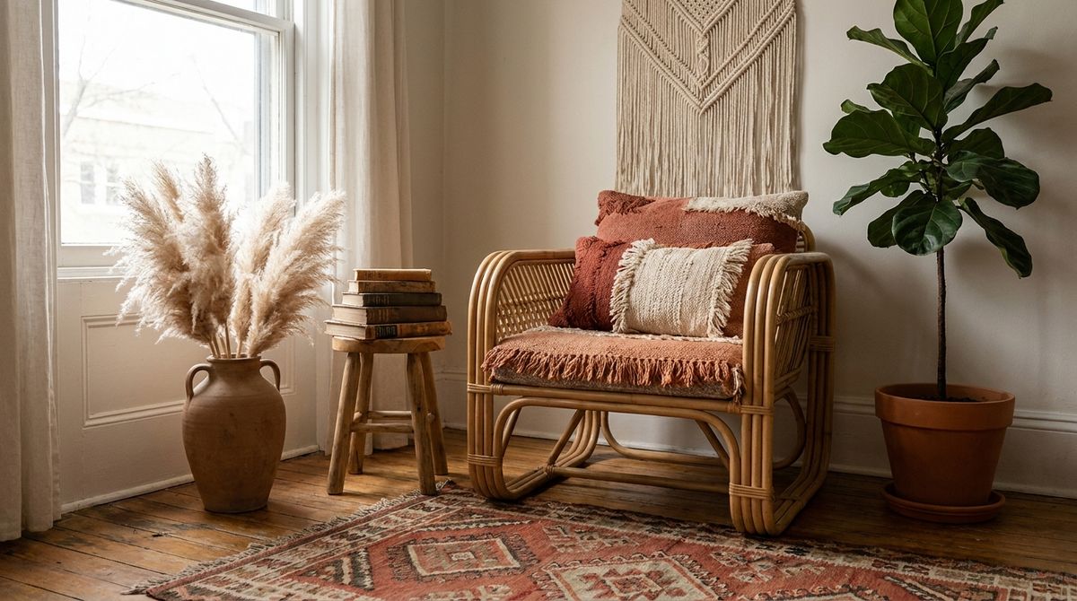 Traditional boho living room iconic styling