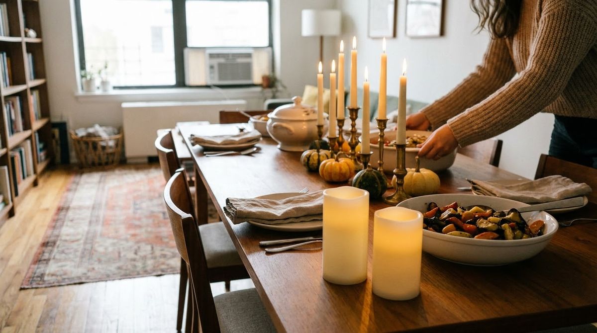 Flame-Safe End of the Table: fall table decor idea