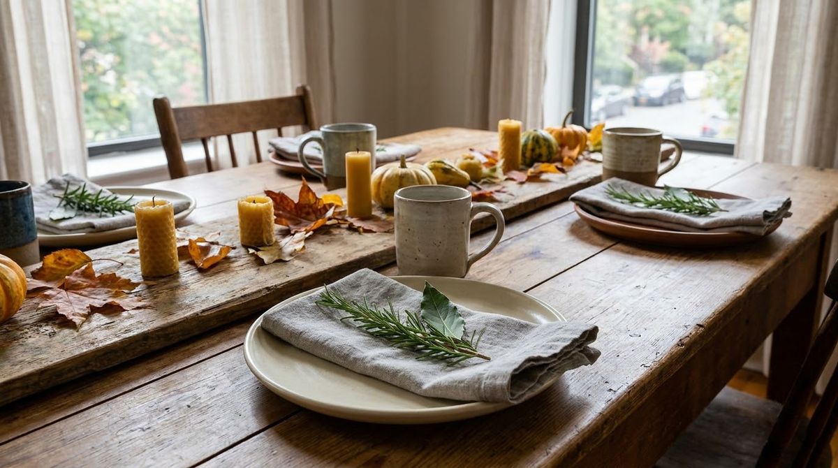 Rosemary Sprig on the Plate: fall table decor idea