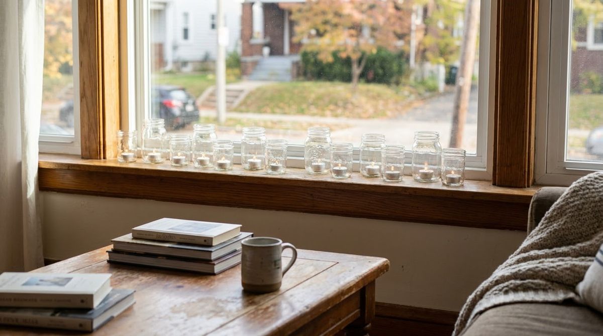 Votive Row in Glass: fall table decor idea