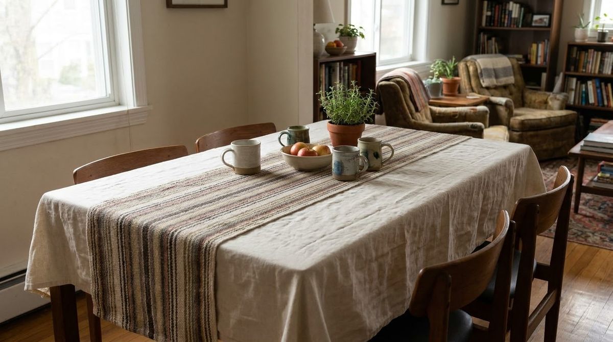 Runner Over a Tablecloth: fall table decor idea