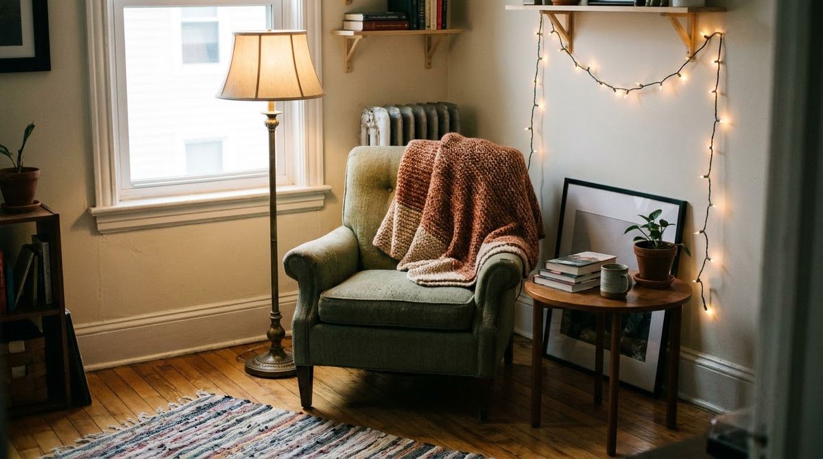 A Reading Corner: cozy fall decor for apartments idea A Reading Corner: cozy fall decor for apartments idea