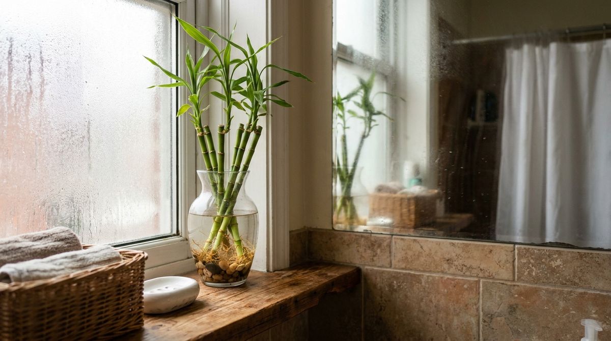 Lucky Bamboo (Dracaena sanderiana): best bathroom plants idea