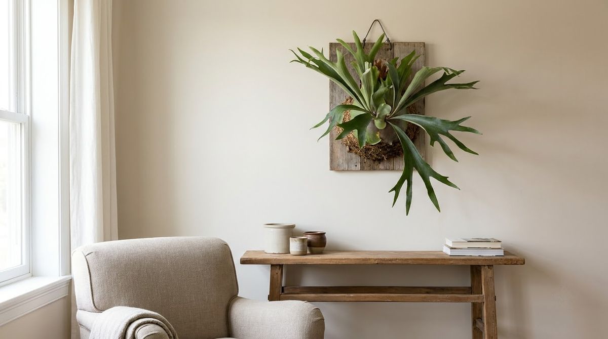 Staghorn Fern (Platycerium bifurcatum): best bathroom plants idea