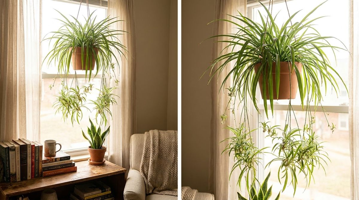Spider Plant With Dangling Babies: indoor hanging plant ideas idea