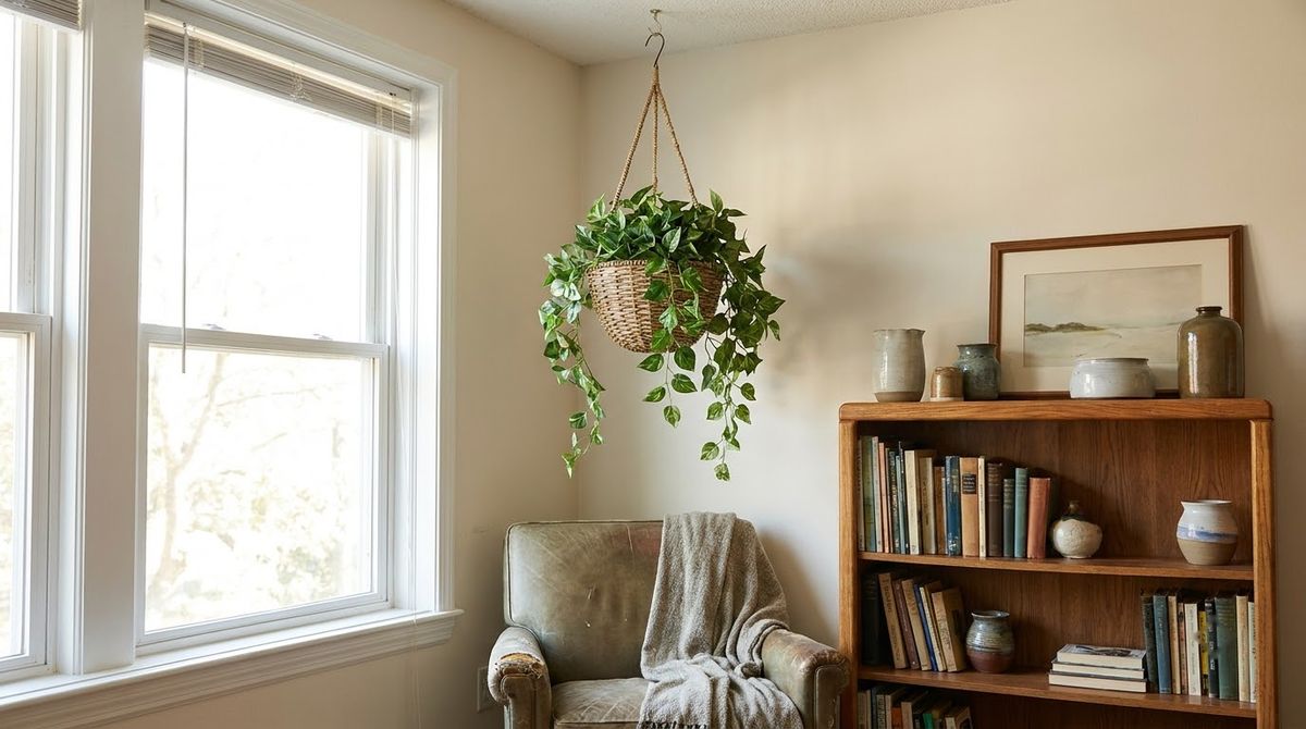 Faux Pothos Hanging Basket: faux plants that look real idea Faux Pothos Hanging Basket: faux plants that look real idea