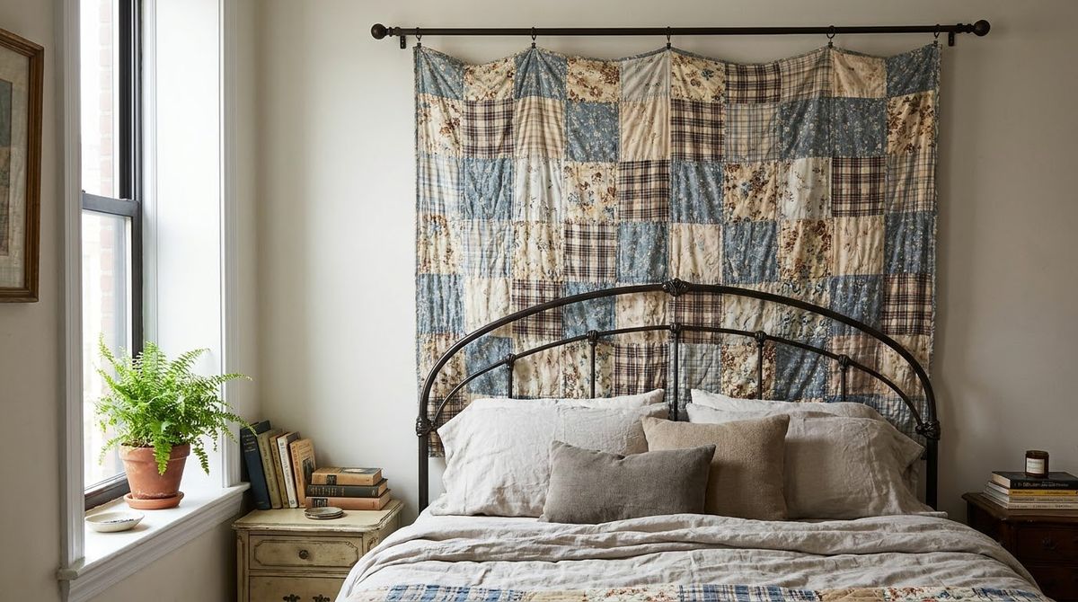 Spare Quilt Hung as a Wall Hanging: cottagecore bedroom ideas idea