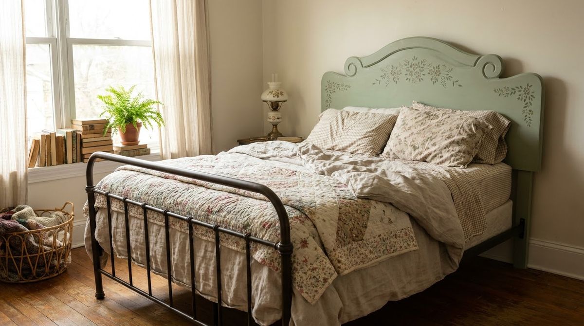 Scroll Headboard Added to Your Current Frame: cottagecore bedroom ideas idea