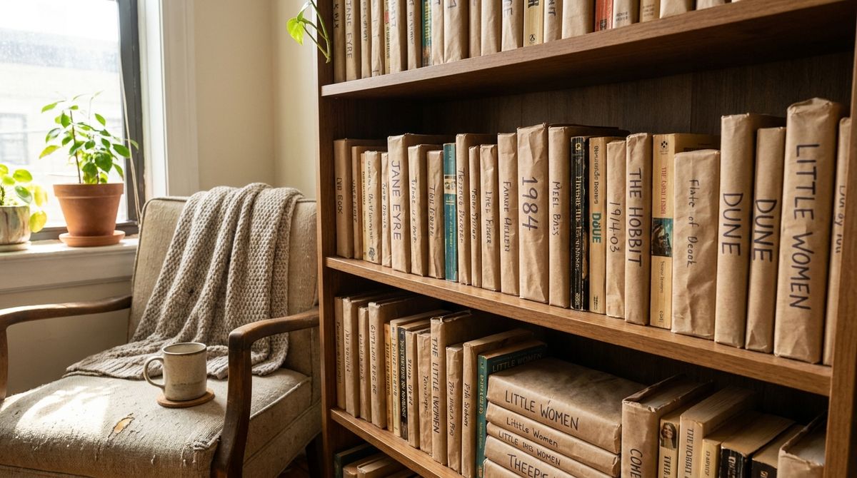 Brown Paper Covers on Mismatched Books: dark academia bedroom ideas idea Brown Paper Covers on Mismatched Books: dark academia bedroom ideas idea