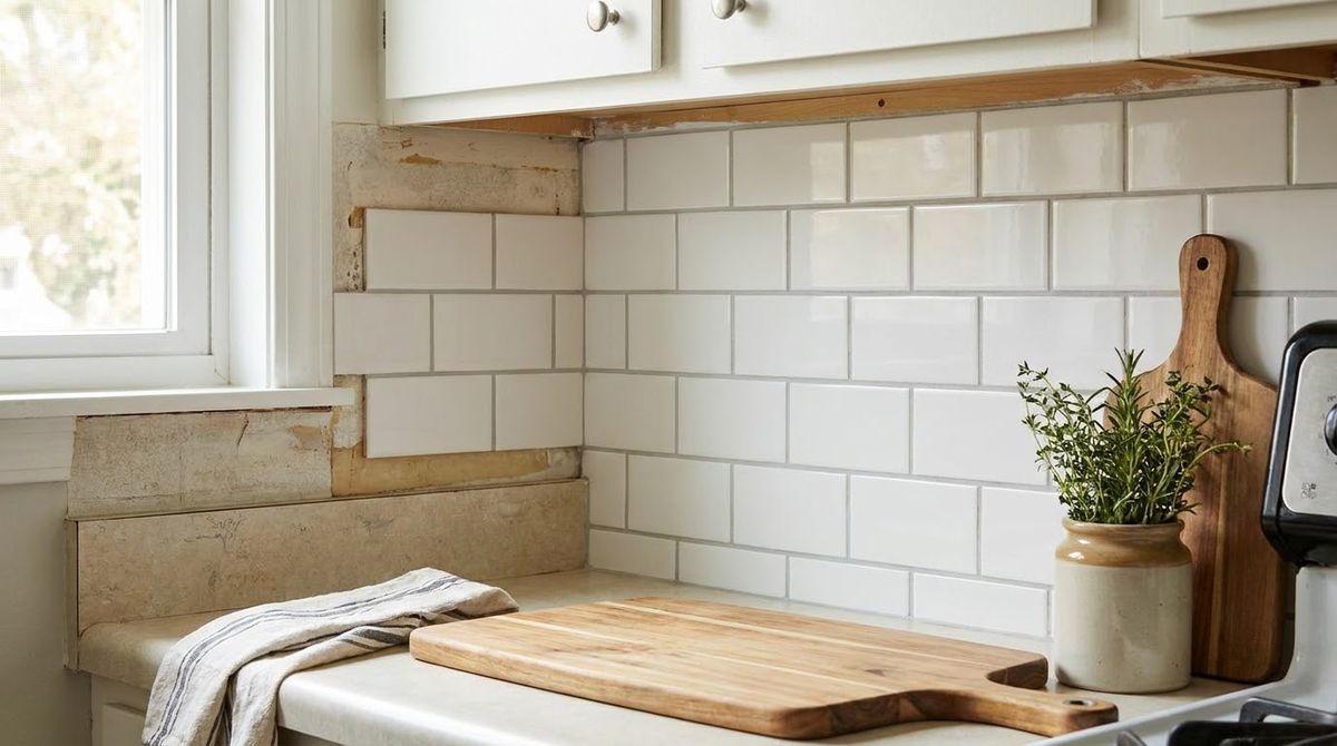 Real Ceramic Subway Tile Backsplash: farmhouse kitchen makeover idea