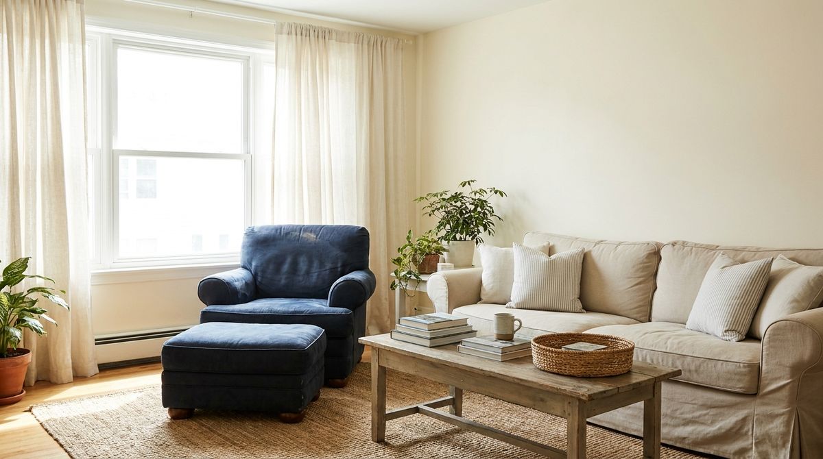 Navy as the One Dark Note: coastal living room ideas idea