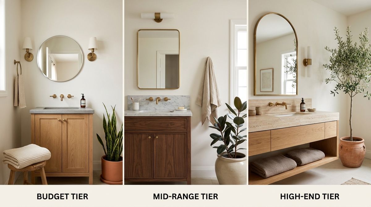 Boho minimalist bathroom shopping at three budget tiers Boho minimalist bathroom shopping at three budget tiers