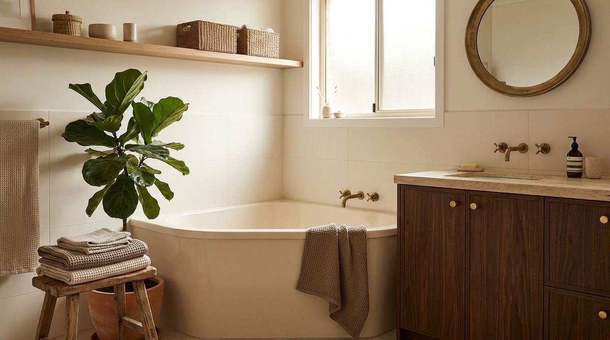 Renter-friendly corner bathtub refresh