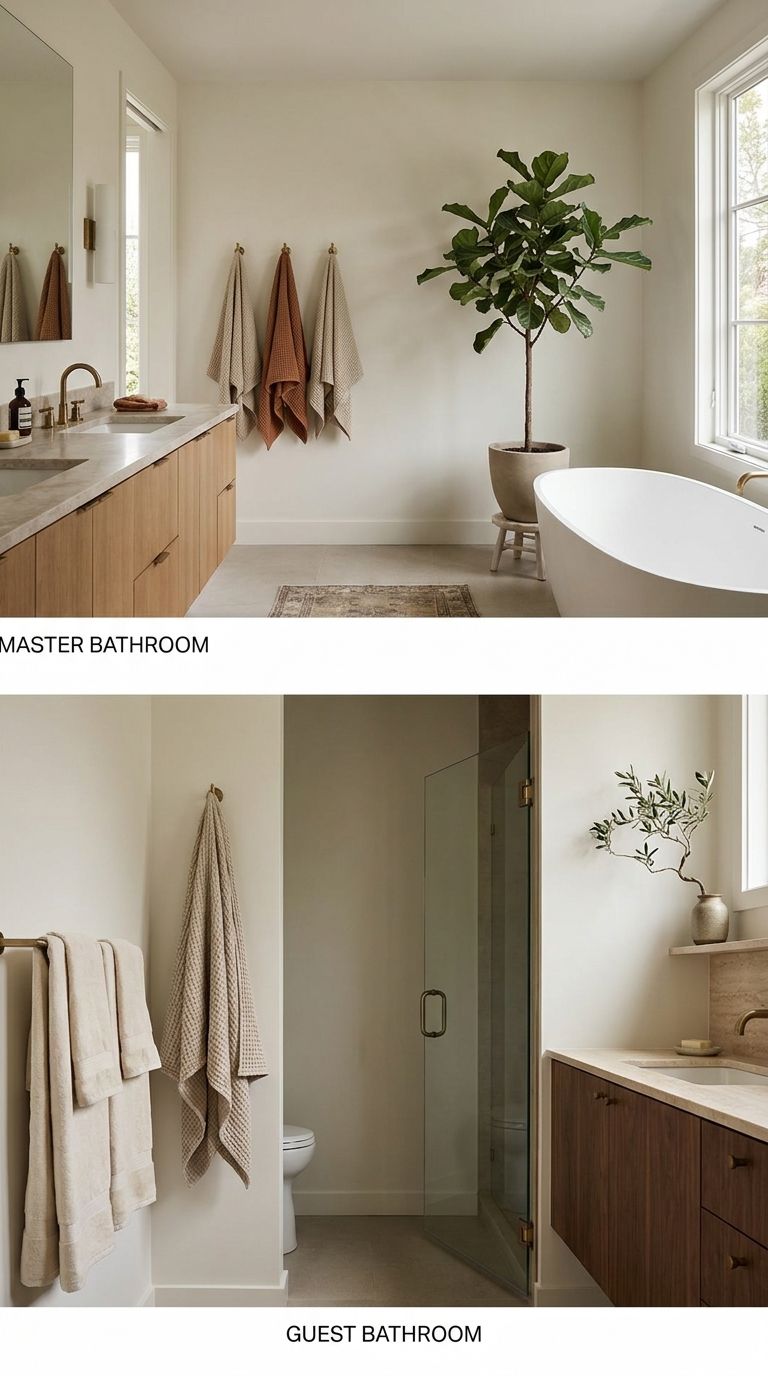 Master and guest bathrooms compared Master and guest bathrooms compared