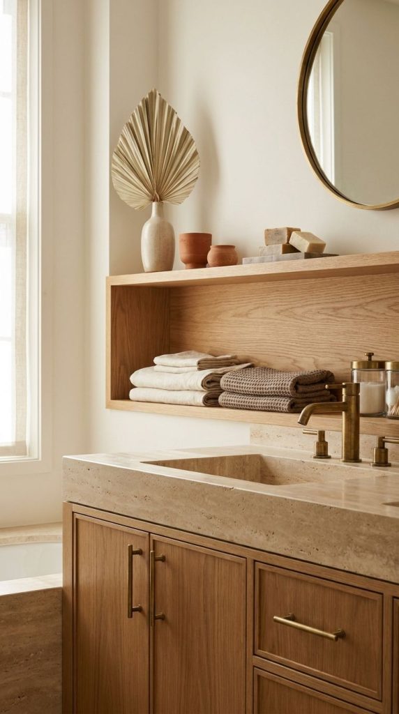22 Aesthetic Bathroom Shelfie & Vanity Setups to Steal