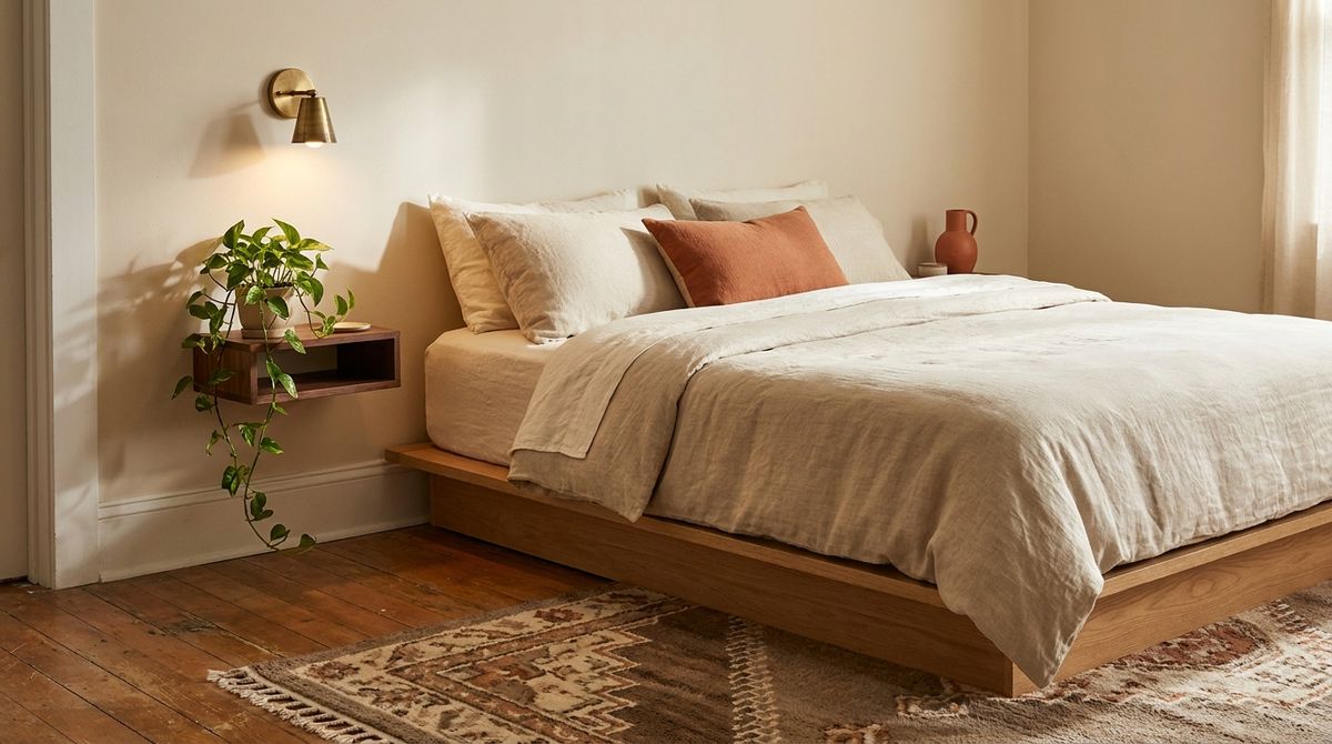 Bedroom budget $200 inflection tier with rug and sheet set Bedroom budget $200 inflection tier with rug and sheet set