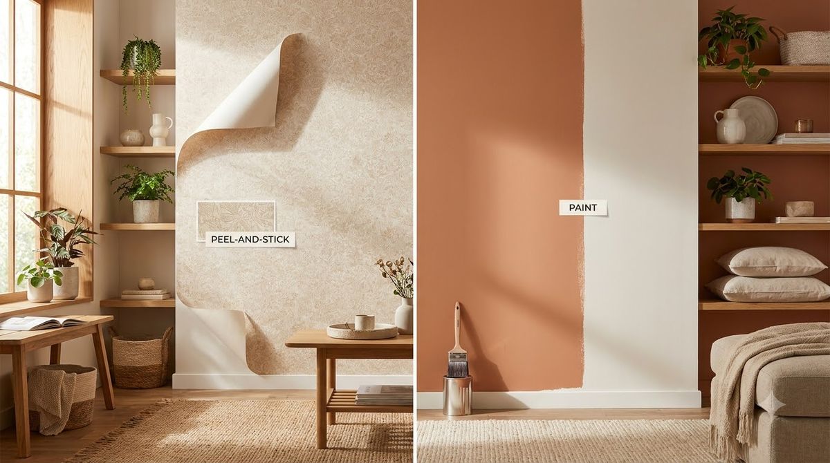 Peel-and-stick vs paint: the full comparison - Peel-and-Stick Wallpaper vs Paint: Best for Renters (2026)