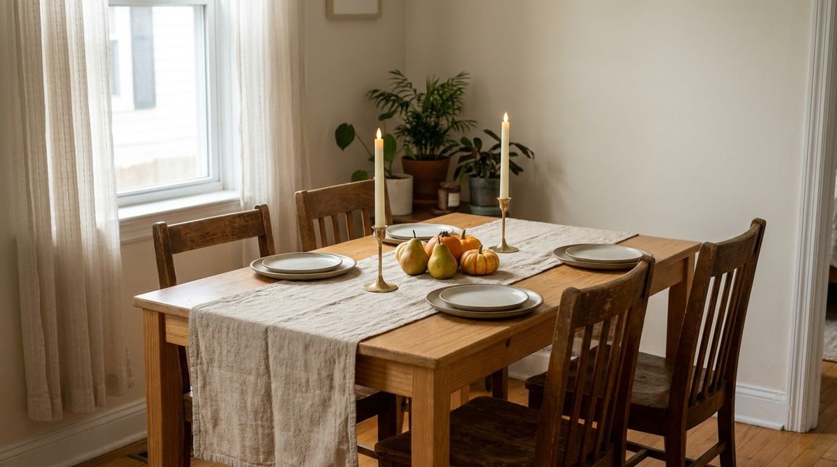 The $25 Table for Four idea for thanksgiving table decor in a small rental The $25 Table for Four idea for thanksgiving table decor in a small rental